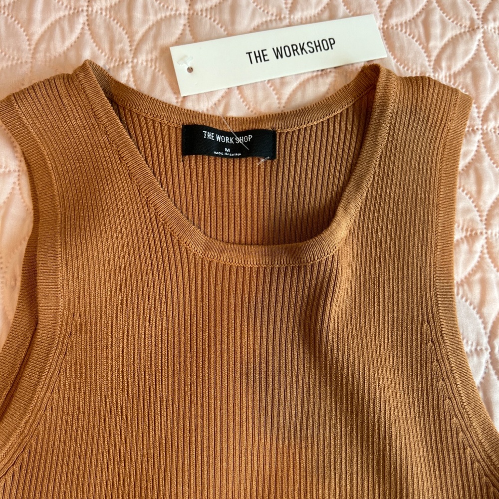 Camel Ribbed Bodycon Dress - Picture 2 of 2